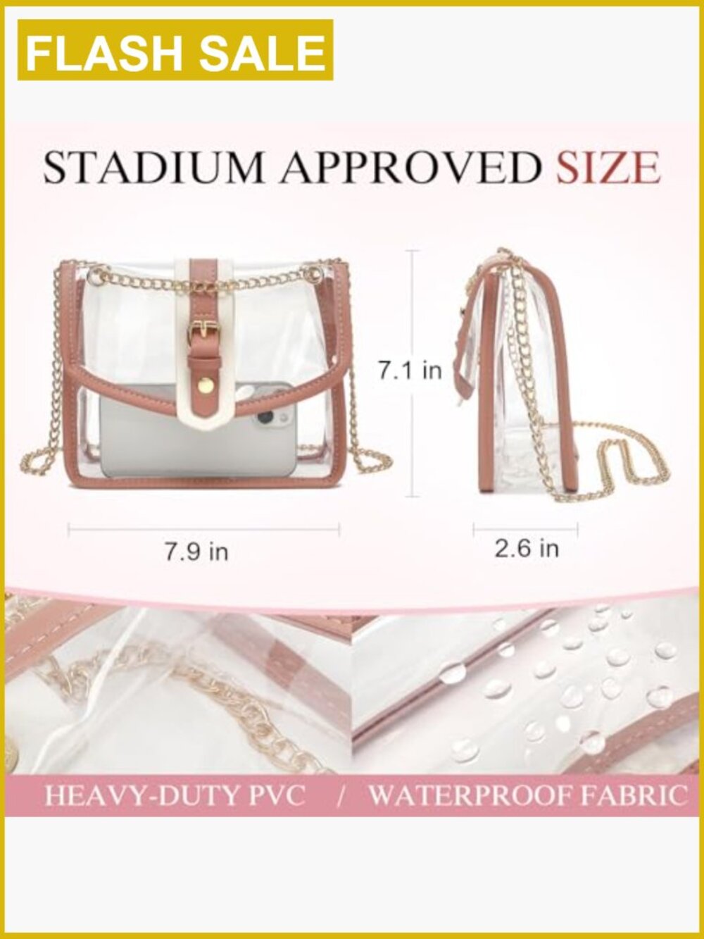 Clear Crossbody Bag for Concerts Stadium Approved PVC Small - Picture 5 of 7